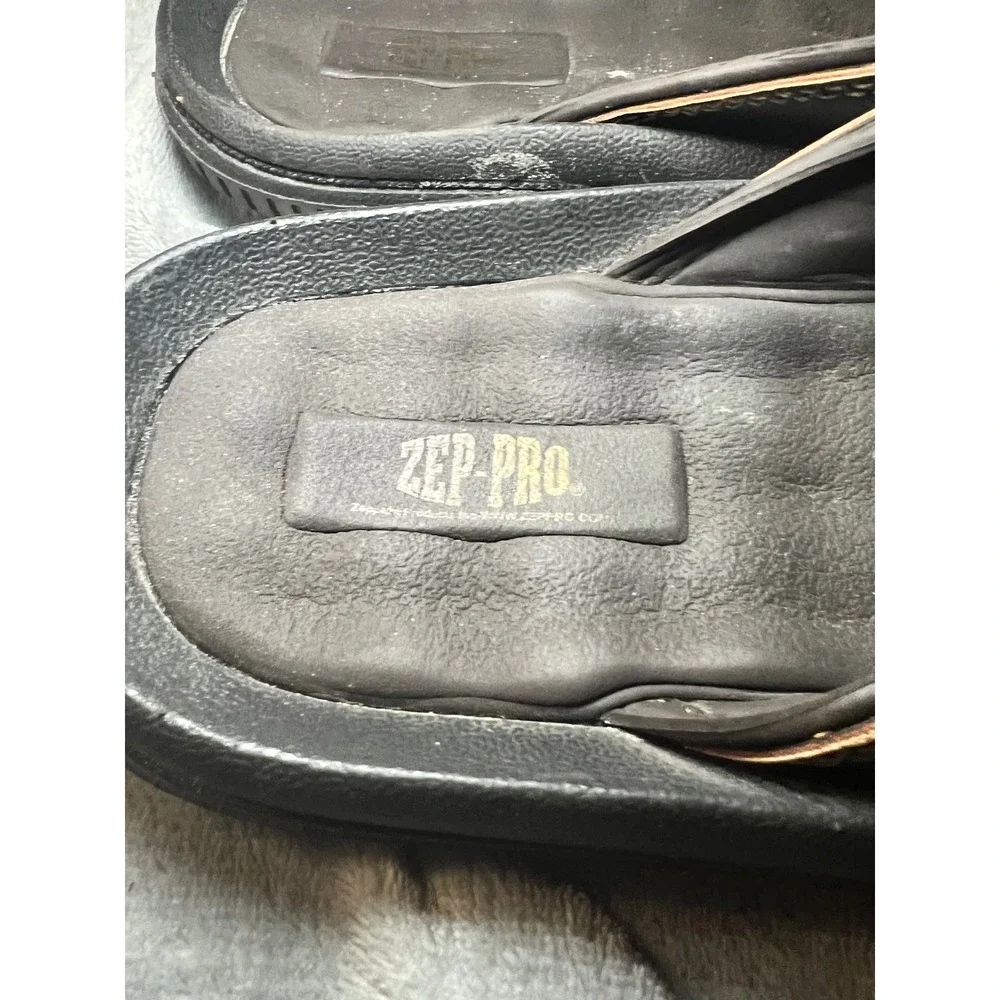 Zep-Pro Mens Leather Flip Flops Florida Gators Logo Sandals Black Size‎ 11